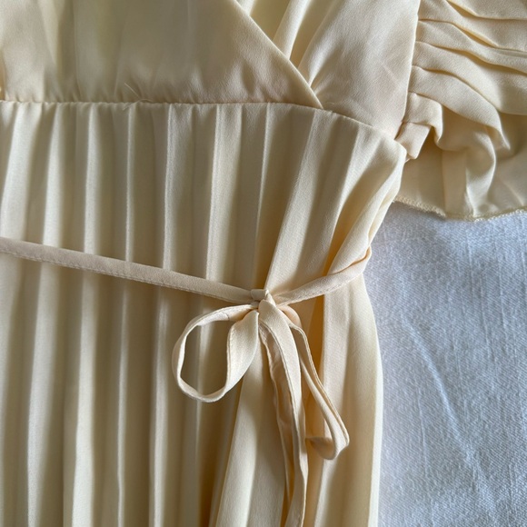 Polagram cream flutter sleeve, pleated dress - Picture 13 of 16